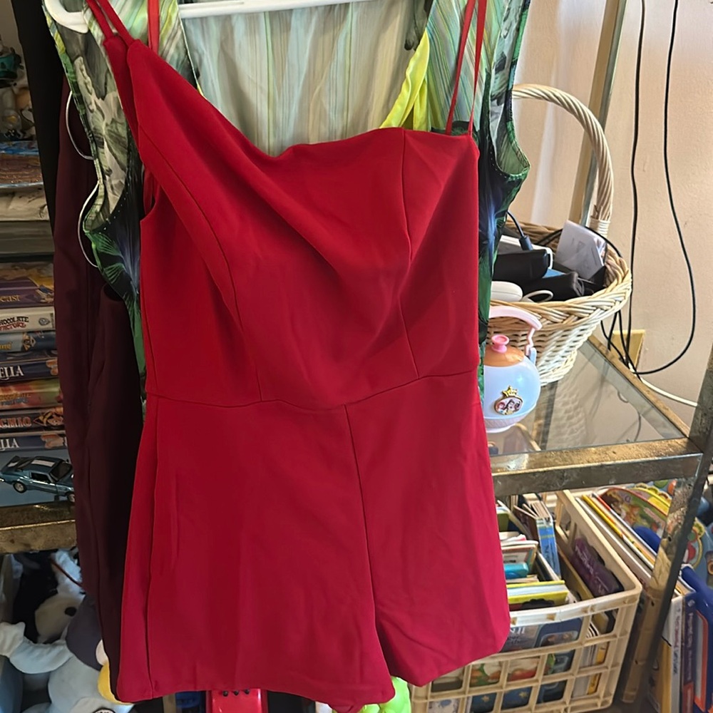 NWT one shoulder shorts romper